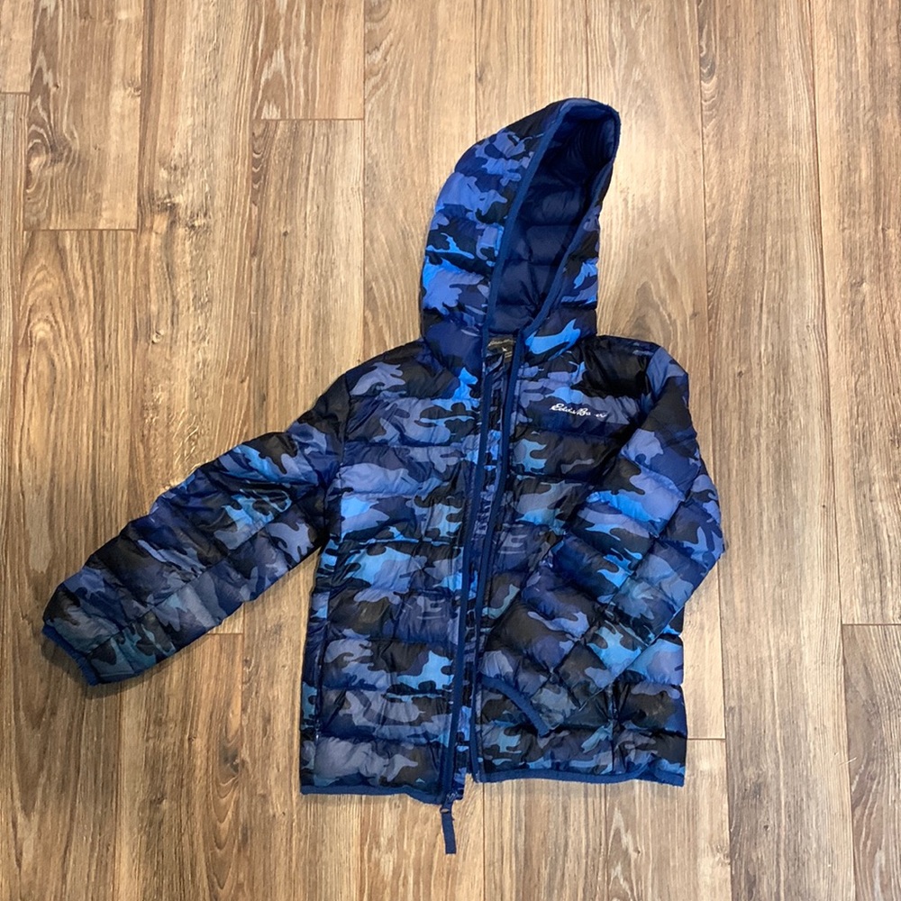 Blue camo Eddie Bauer boys down jacket.